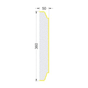 Secțiunea plăcii P-752 cu cote: lățime 360 mm, grosime 50 mm