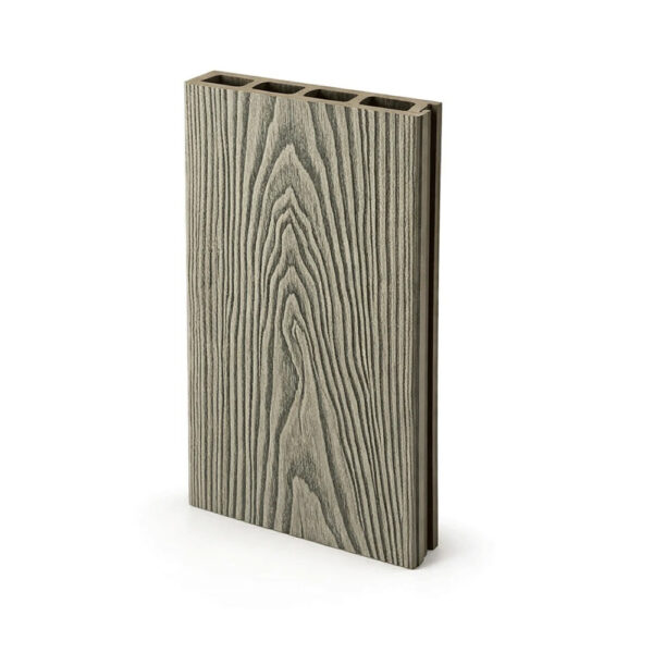 Placă Final Deck gri închis așezată vertical, cu desen de lemn în relief