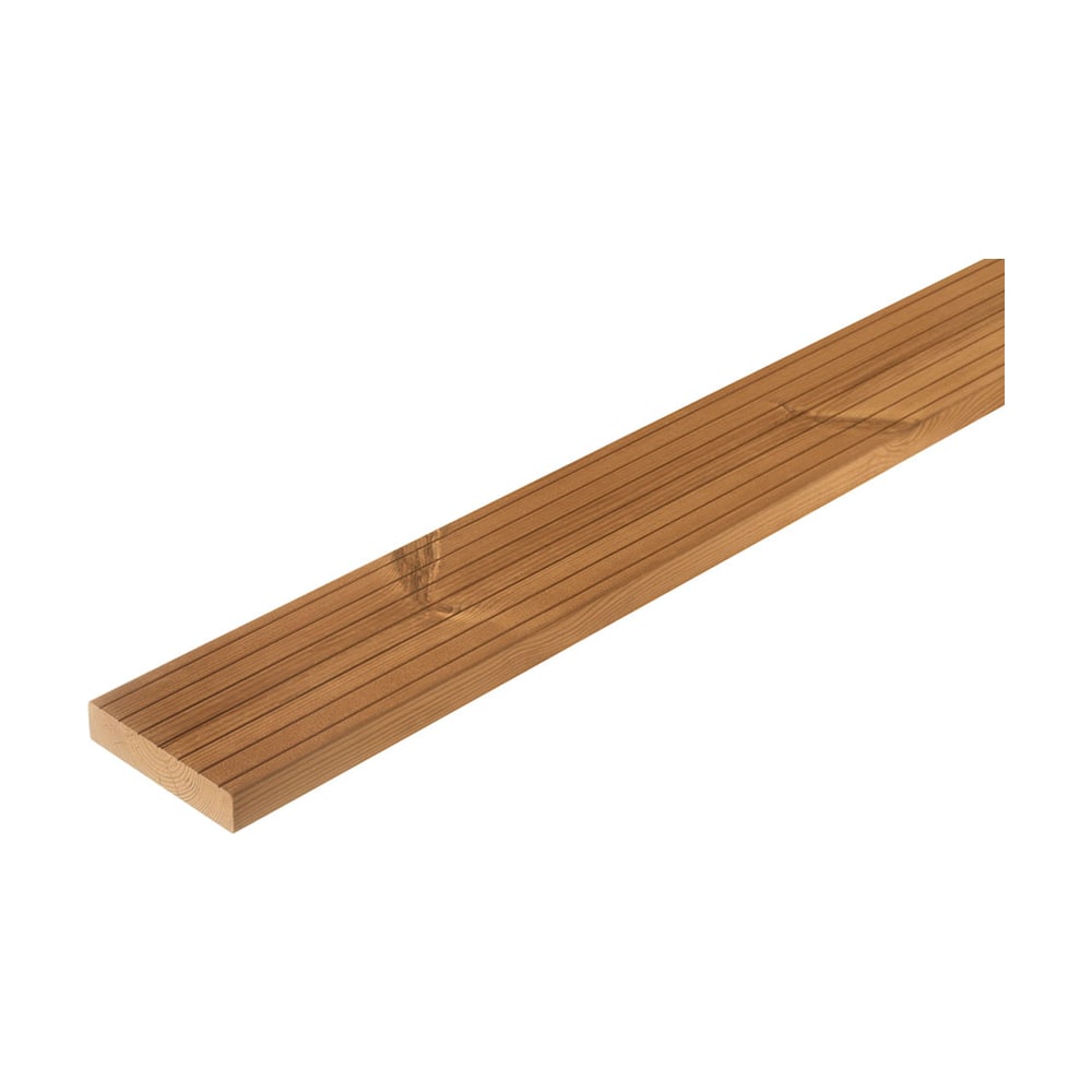 Placă Lunawood Lunadeck 2 din pin tratat termic, cu caneluri înguste pe toată lungimea și un nod, pe fundal alb Placă Lunawood Lunadeck 2 din pin tratat termic, cu caneluri înguste pe toată lungimea și un nod, pe fundal alb
