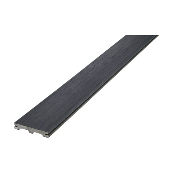 Placă UPM ProFi Piazza One Streaked Ebony, gri antracit cu dungi de lemn, cu canalele rotunjite ale profilului la capăt