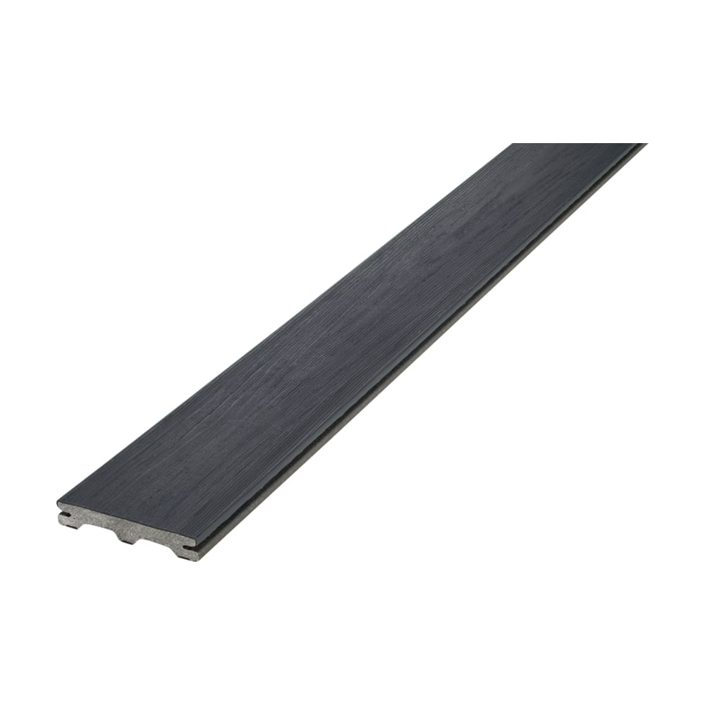Placă UPM ProFi Piazza One Streaked Ebony, gri antracit cu dungi de lemn, cu canalele rotunjite ale profilului la capăt Placă UPM ProFi Piazza One Streaked Ebony, gri antracit cu dungi de lemn, cu canalele rotunjite ale profilului la capăt