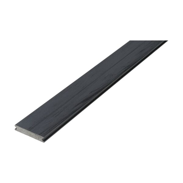 Placă UPM ProFi Piazza Pro Streaked Ebony, gri antracit cu dungi de lemn, cu profilul plin vizibil la capăt