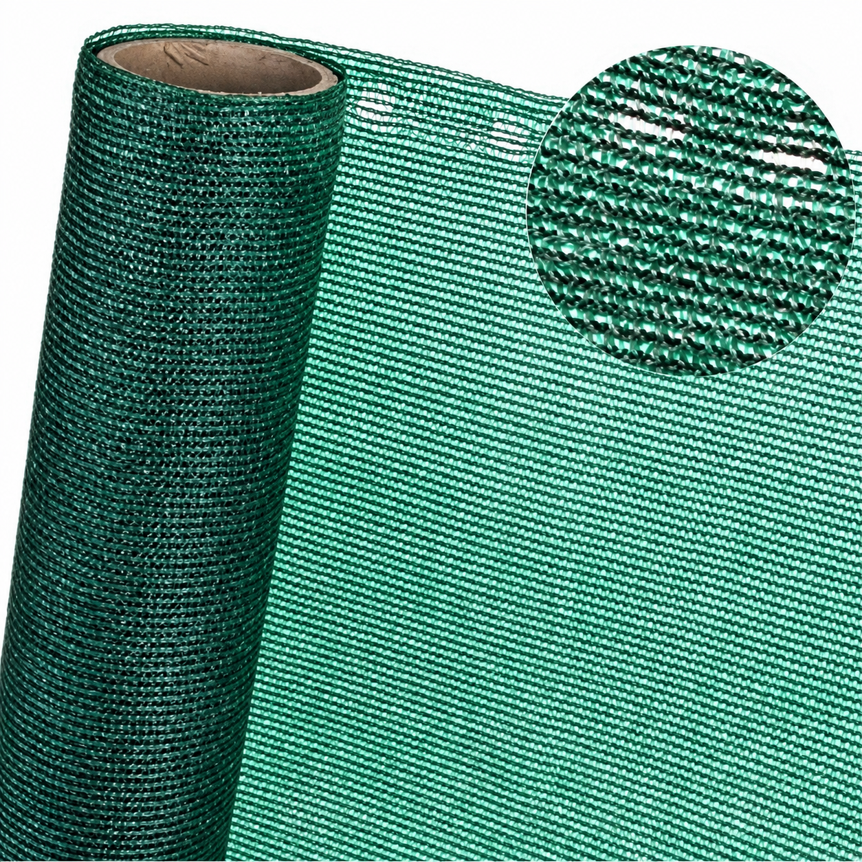 Plasă de umbrire HDPE 80 g/m² în rolă Rolă de plasă de umbrire HDPE de 80 g/m², cu detaliu mărit al țesăturii