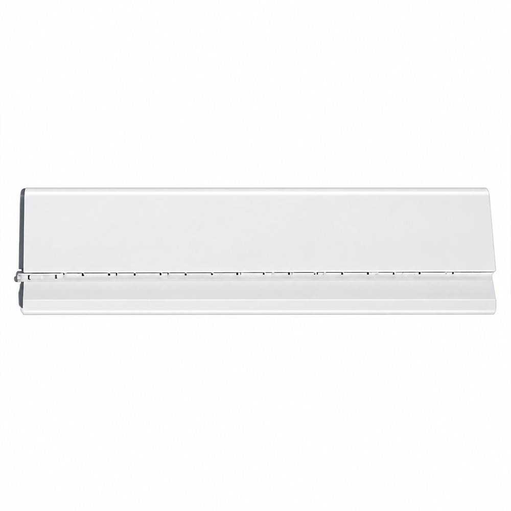 Plintă din duropolimer JX304 pentru bandă LED, vedere frontală Plintă din duropolimer JX304 albă, vedere frontală, cu canalul pentru banda LED în treimea de jos