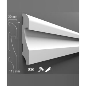 Plintă decorativă din polimer dur BIP-004, 240x11,5x2 cm