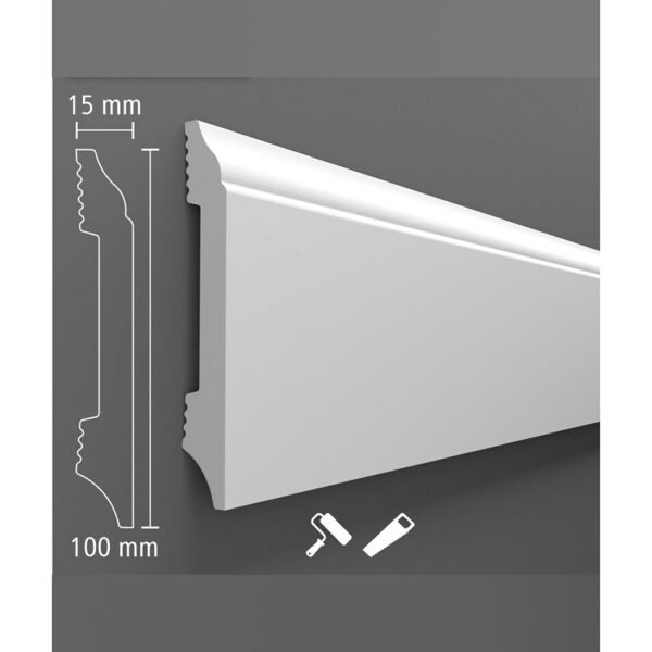 Plintă decorativă din polimer dur BIP-006, 240x10x1,5 cm