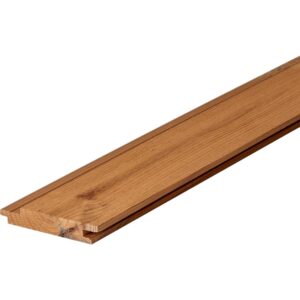 Profil Luna Classic HF 21×117 din pin tratat termic, periat, brun-miere, cu margini drepte și nut și feder, pe fundal alb