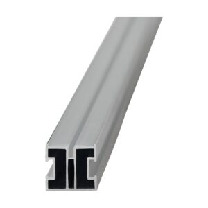 Profil Relo N din aluminiu, 36 × 34 mm, îngust, văzut de la capăt, cu secțiunea cu două camere și canal central