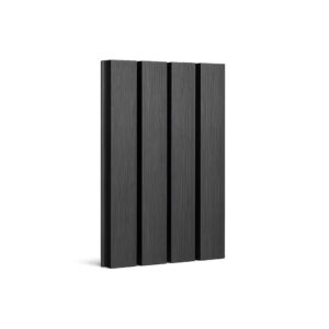 Riflaj WPC negru canelat, cu patru nervuri, așezat vertical