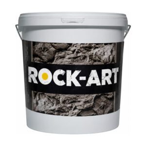 Găleată albă Rock-Art, cu eticheta în model de piatră brută