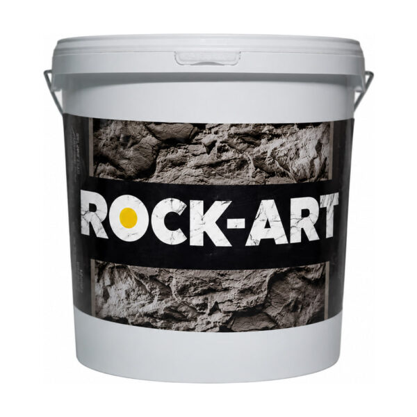 Găleată albă Rock-Art, cu eticheta în model de piatră brută