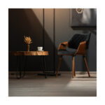 Scaun catifea Kos Negru-Nuc — imaginea 2