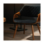 Scaun catifea Kos Negru-Nuc — imaginea 4