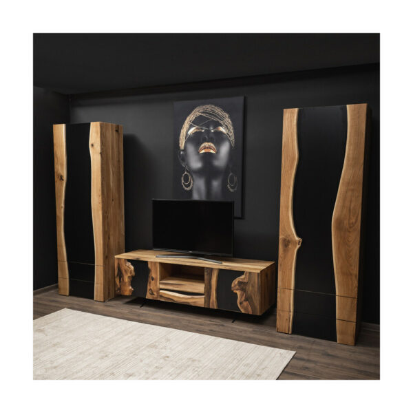 Set mobilier living din lemn masiv și Bond – 2 dulapuri mari și comodă joasă TV — imaginea 2