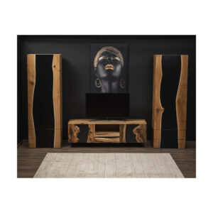 Set mobilier living din lemn masiv și Bond – 2 dulapuri mari și comodă joasă TV