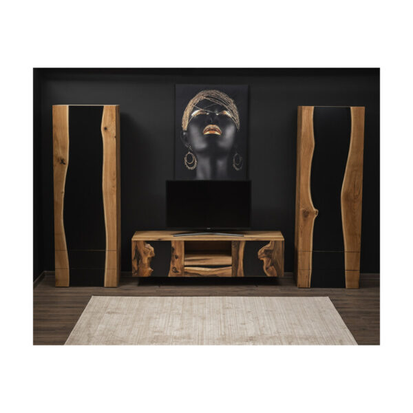 Set mobilier living din lemn masiv și Bond – 2 dulapuri mari și comodă joasă TV