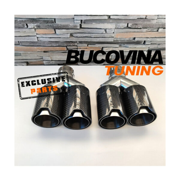 Set ornamente evacuare fibră carbon lucios