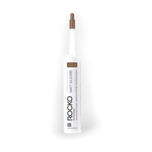 Cartușul de 300 ml de silicon mat Rocko în nuanța Chocolate, cu eticheta maro și duza maro