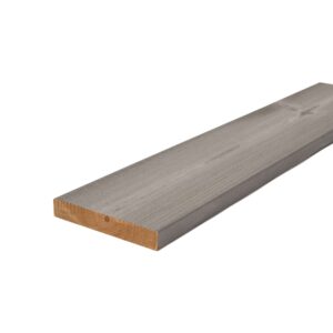 Șipcă de fațadă Luna Arctic SHP 19×117, din pin tratat termic periat și acoperit în gri, cu capătul secționat brun-roșcat