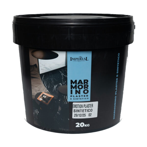 Găleată neagră Imperial Marmorino Plaster e Sintetico de 20 kg, cu autocolantul Emotion Plaster Sintetico