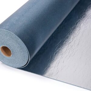 Rolă de substrat acustic de 2 mm cu fața gri-albastră și cealaltă față argintie, lucioasă