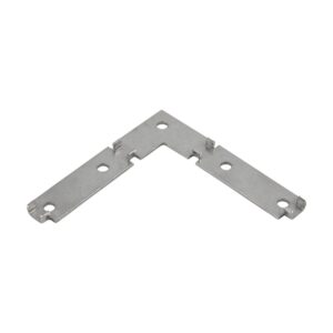 Suport de colț Relo F, placă metalică în formă de L, cu găuri pentru șuruburi și urechi îndoite la capete