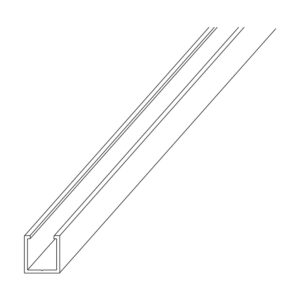 Desen tehnic al suportului Relo VA, profil în U din aluminiu cu buze interioare care țin marginea grilei de ventilație