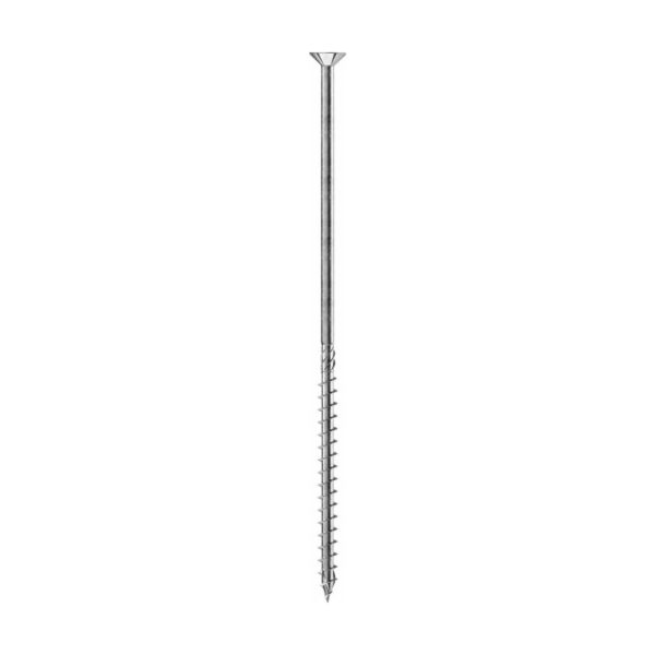 Șurub lung Holz Technic SNK cu cap înecat, filet parțial și zonă de frezare deasupra filetului, în poziție verticală