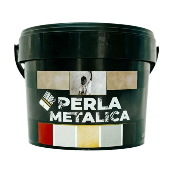 Găleată cu toartă de vopsea decorativă Perla Metalică, văzută din față