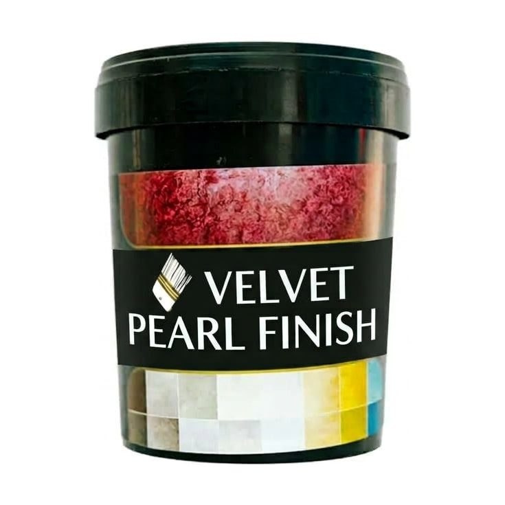 Găleată de vopsea decorativă Velvet Pearl Finish, cu eticheta în nuanțe de roșu și auriu Găleată de vopsea decorativă Velvet Pearl Finish, cu eticheta în nuanțe de roșu și auriu
